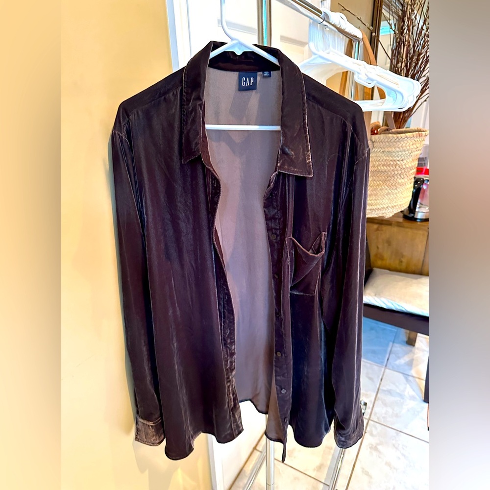 Gap Womens relaxed velvet shirt Brown size XXL Tall